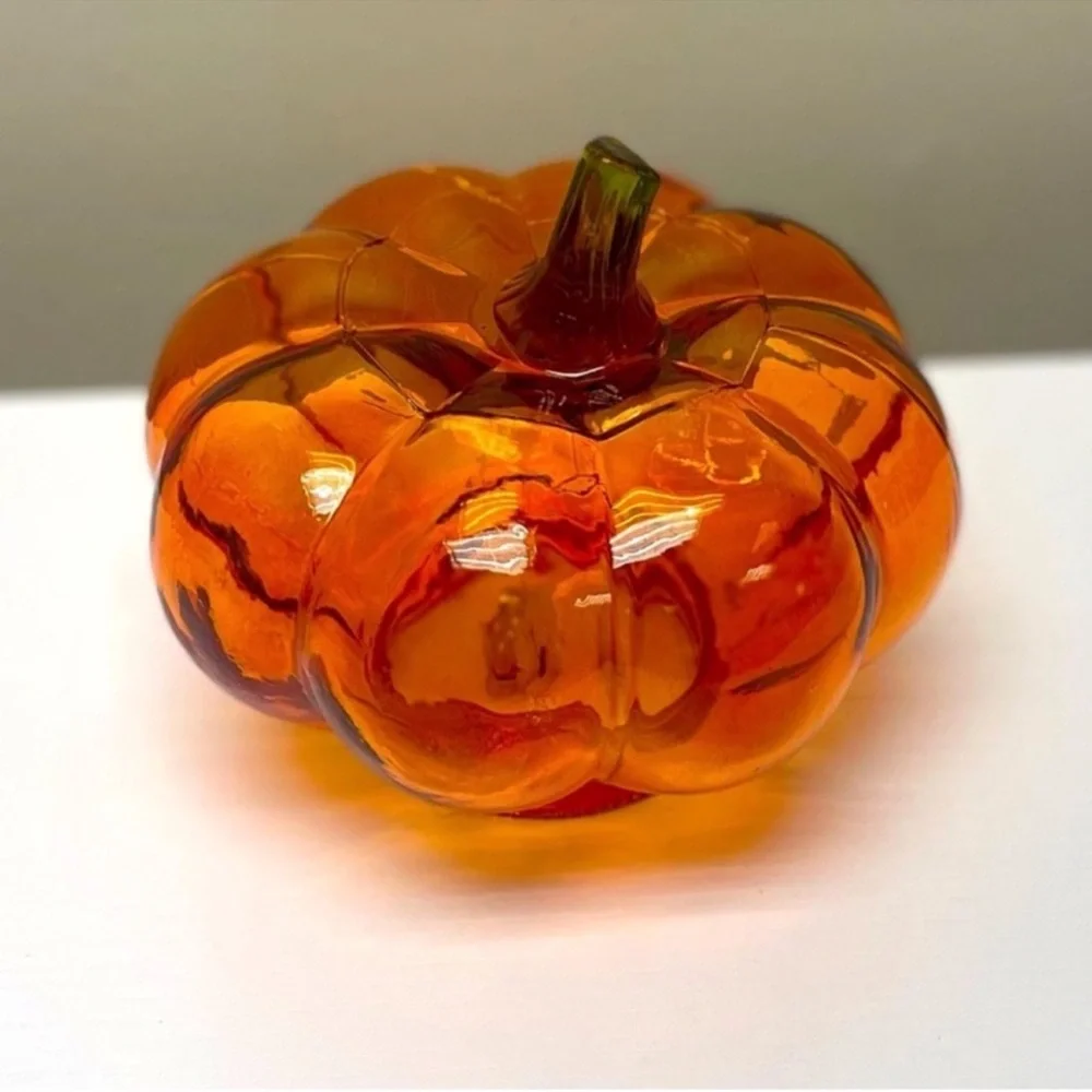 New! Target Bullseye Playground Fall Decor Orange Glass Light up Pumpkin